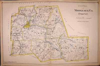 1893 Plat Map ~ NORTH PART of MIDDLESEX COUNTY, CONNECTICUT (19x29)-#007 - Image 1 of 2