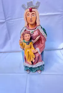 Statua terracotta Madonna con bambino, natività Gesù Cristo, decorazione presepe - Foto 1 di 5