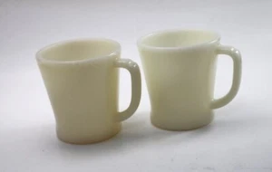 2 Vintage Fire King Ivory Colored D Handle Mugs - Picture 1 of 4