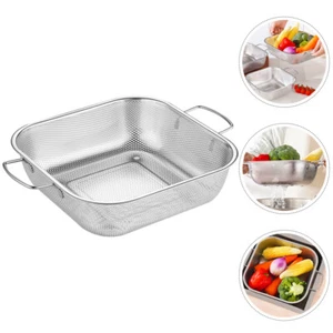 Binaural Drainer Basket Stainless Rice Wash Kitchen Strainer Bowl - Picture 1 of 12