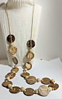 Natural Coconut Shell Polished Circles Wood Bead 36 Inch Necklace