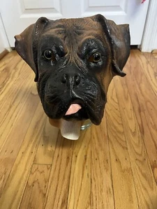 Halloween Boxer Dog Mask Fancy Dress Canine Animal Latex Full Head Brown Pet - Picture 1 of 9