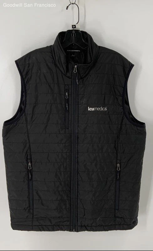 Port Authority Black Pockets Sleeveless Full Zip Puffer Mens Vest Size Large - Image 1 of 4