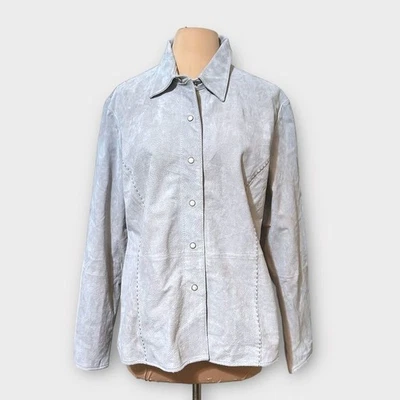 Chaqueta Camisa Vaquera Vintage Western Genuina Gamuza XL Gris Tostado Broches a Presiones Whipstitch Foto 1 de 4