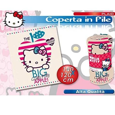 Plaid Coperta in Pile Hello Kitty "The Big Apple" 120X140 cm – Morbida, Caldo - Immagine 1 di 2