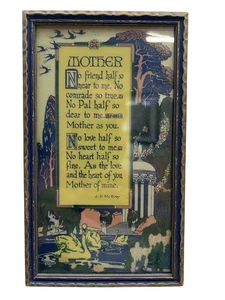 Vintage MOTHER Poem JP McEvoy Framed Art Swans in Garden - Picture 1 of 8