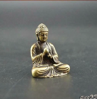 Exquisita ESTATUA PEQUEÑA DE BUDA SAKYAMUNI DE LATÓN PURO Foto 1 de 4