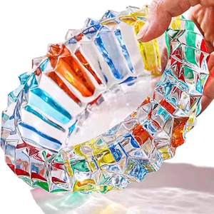 Crystal Colorful Ashtray, Cigar Cigarettes Ash Tray Holder Home Office Desktop T - Picture 1 of 11