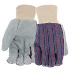  Men's Split Cowhide Leather Palm Work Gloves, Abrasion Resistant, Knit Wrist, 