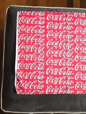 Classic  Coke Fabric Red, New Background effervescent bubbles 100% Cotton - Image 1 of 3