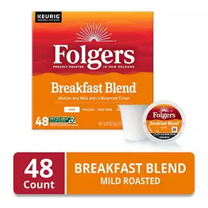 Folgers Breakfast Blend, Mild Roast Coffee, Keurig K Cup Pods, 48 Count Box - Picture 1 of 10