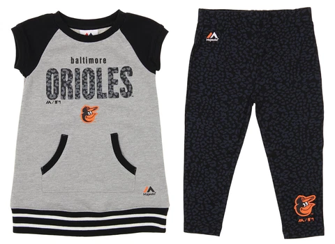 Majestic MLB Toddler Girls Baltimore Orioles-Black Cheer Loud Legging Set, Black Cover