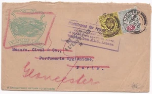 1905 GLOUCESTER TO FRANCE ADVERTISING W GARDNER RETURNED RED 'K' INSPECTOR PMK - Picture 1 of 2