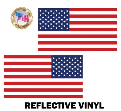 2x REFLECTIVE 3M USA American Flag Decal Stickers Exterior Various Sizes US made - Image 1 of 2