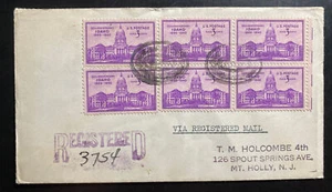 1940 New London CT USA Cover to Mt Holly NJ With Receipt For Registered Zero - Picture 1 of 3