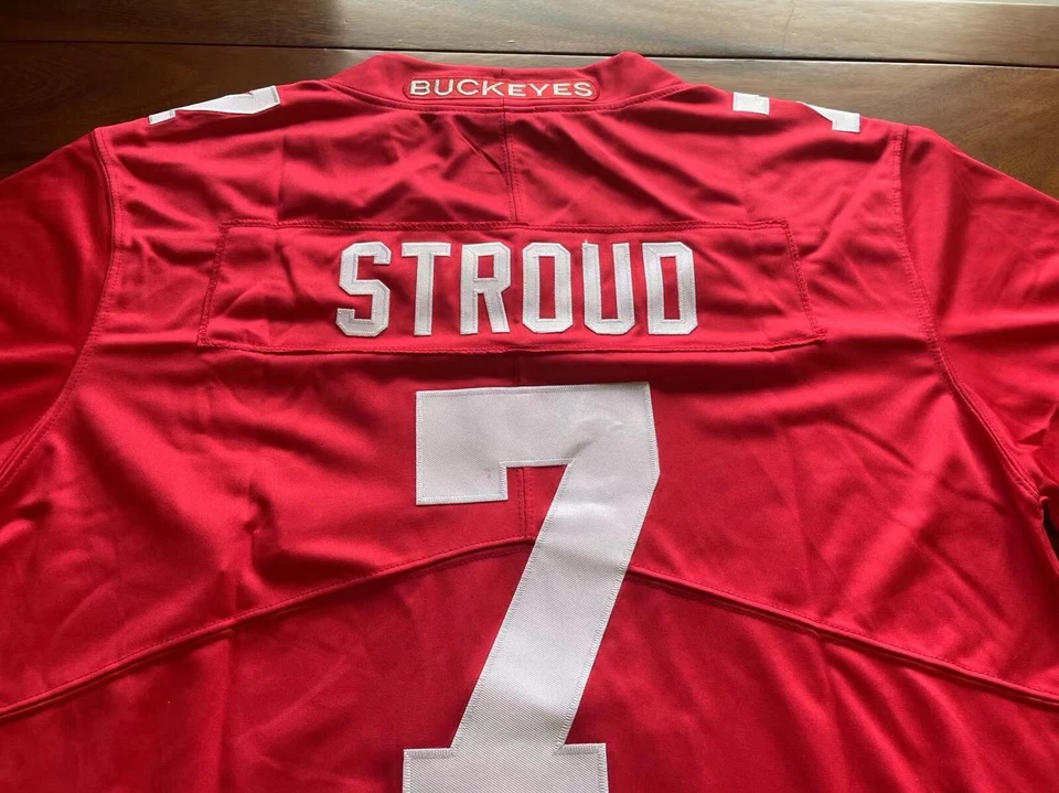 !!! Camiseta CJ Stroud Ohio State OSU Buckeyes Cosida 7 Nueva Con Etiquetas Roja Foto 1 de 4