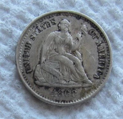 1868-S Seated Liberty Silver Half Dime Rare Key Date S Mint XF / AU Cleaned - Image 1 of 4