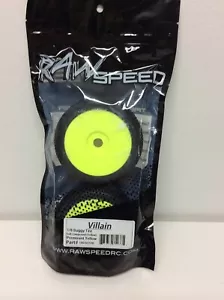 Raw Speed RC "Villain" 1/8 Pre-Mounted Buggy Tires (2) Yellow, Soft - Picture 1 of 7