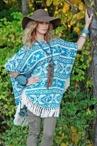 Poncho Tasha Polizzi Ahana Flecos Kimono Occidental Nuevo con Etiquetas L/XL - Talla Única para Todos - Imagen 1 de 2