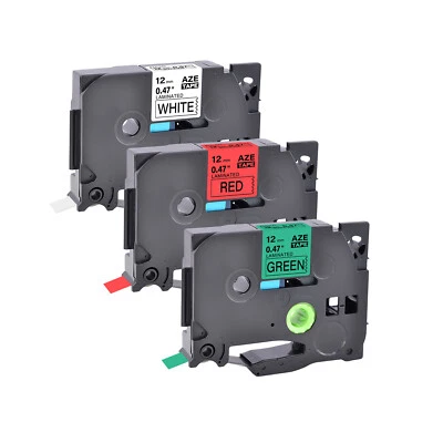 3x Compatible para Brother TZe 231-731 12 mm Negro sobre Blanco/Rojo/Verde Cinta de Etiqueta Foto 1 de 4