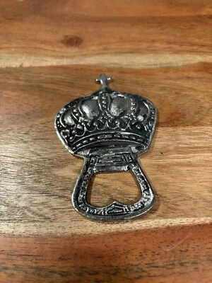 Vintage Crown Bottle Opener Cast Metal Silver & Black 4” - Image 1 of 4