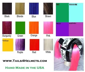 Custom (2 Color) Motorcycle Helmet Pigtails for Team, School & More....USA Made - Picture 1 of 9