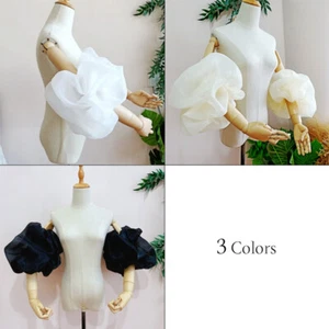 Women Detached Fake Puff Sleeve Bridal Gown Dress Lolita Accessory Organza Glove - Picture 1 of 13