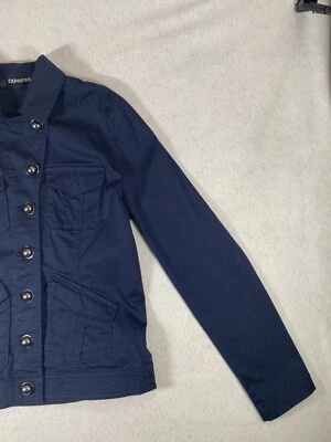 Chaqueta para mujer EXPRESS azul con botones redondos grises mediana nueva con etiquetas.  TALLA M Foto 1 de 4