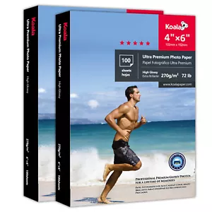 Lote de 200 hojas de papel fotográfico brillante premium koala 4x6 impresora de inyección de tinta 270 g 72 lb - Imagen 1 de 12