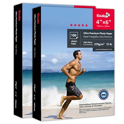 200 Sheets Koala Premium Glossy Photo Paper 4X6 Inkjet Printer 270g 72lb - Image 1 of 4