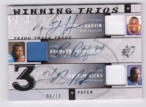Percy Harvin Brandon Pettigrew Hakeem Nicks 2009 SPx Winning Trios Patch Auto/10 - Picture 1 of 2