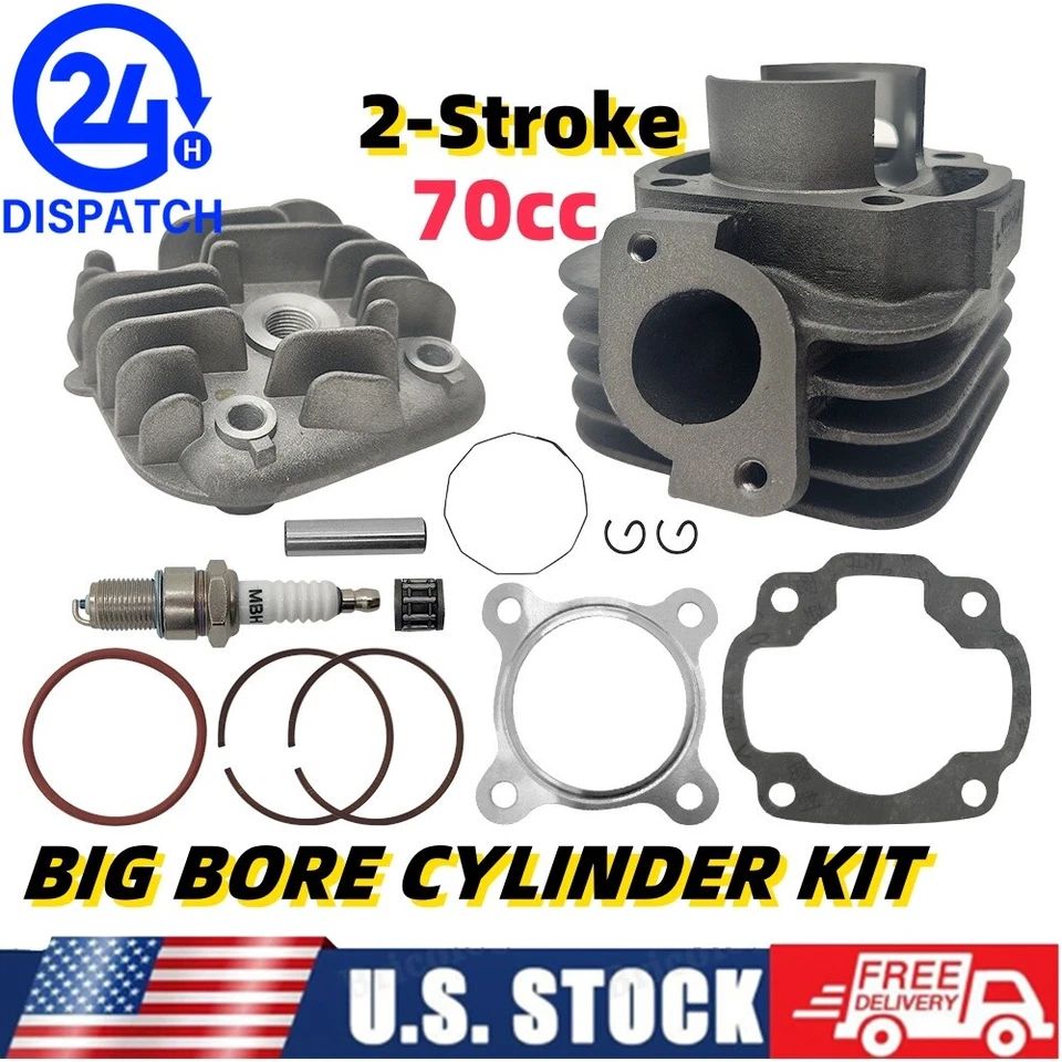 Big Bore Cylinder Kit 70cc For Yamaha Jog /Minarelli/ Zuma/Vino Scooter 2-Stroke - Image 1 of 4