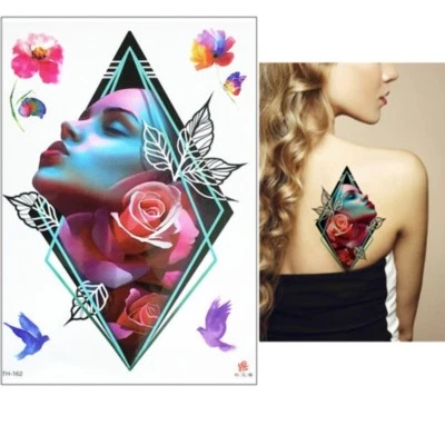 JUSTFOX Tatuaggio temporaneo rose modello farfalla design adesivo bodykunt