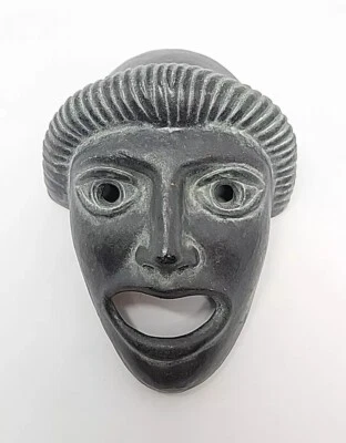 Máscara facial de cerámica de teatro griego negra verde colgante de pared 6" (B3-F8) Foto 1 de 4