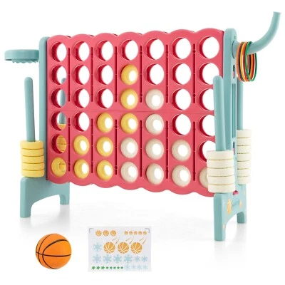 Giant 4 in a Row Game Jumbo Connect 4 Garden Games Set  w/42 Gripped Rings - Image 1 of 4