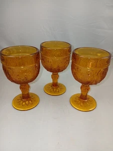 Indiana Glass Co. Ambeer Chantilly Sandwich kleine Schnapskelche -- 3 Stück - Bild 1 von 6