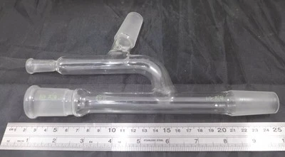 CORNING Pyrex Expanded Claisen Distilling Adapter ST 24/40, thermometer ST 10/30 - Image 1 of 4