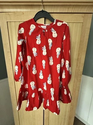 Hanna Andersson size 140 10  Red Snowman holiday flannel nightgown Pajamas NWOT - Image 1 of 3