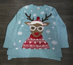 Holiday Time Rentier Weihnachtspullover 1X Pailletten Glocken Ugly Sweater - Bild 1 von 3