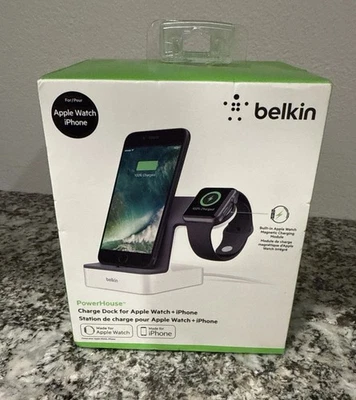 Belkin Powerhouse Charge Dock Apple Watch iPhone -F8J200TTWHT - White - NEW - Image 1 of 4