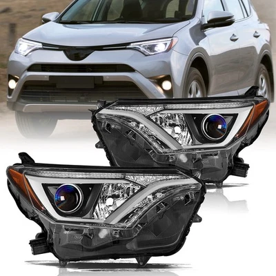 For 2016 2017 2018 Toyota RAV4 Headlights Amber Corner Chrome Left+Right Lamp  - Image 1 of 4