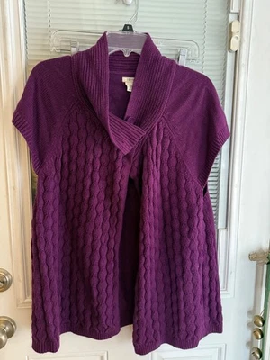 Suéter Izod De Colección Púrpura Tejido con Cable Manga Sht 2 Botones Cuello Frente Abierto XXL Foto 1 de 4
