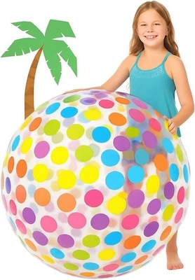 GiftExpress 40" Polka Dot Beach Ball - Giant Transparent Inflatable Ball for Swi - Image 1 of 4