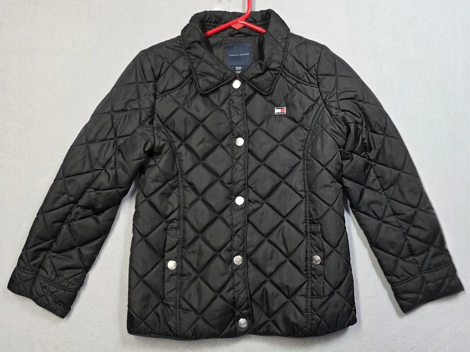 Tommy Hilfiger Chaqueta Niñas Mediana 8/10 Negro Acolchado A Presión Frontal Abrigo Foto 1 de 4