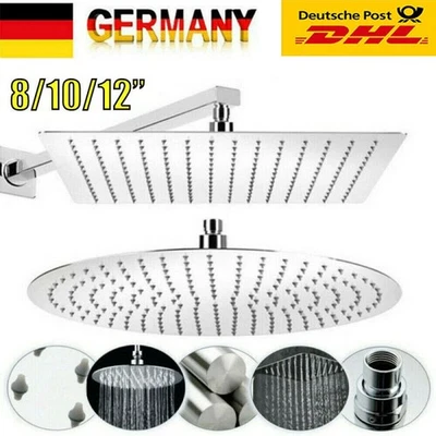 Duschkopf Edelstahl Kopfbrause Regendusche Regenbrause Brausekopf Duscharm DHL - Bild 1 von 4