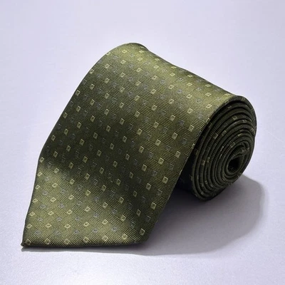 Ermenegildo Zegna Tie 4" x 58.5" Green Geometric Square Jacquard 100% Silk Italy Foto 1 de 4