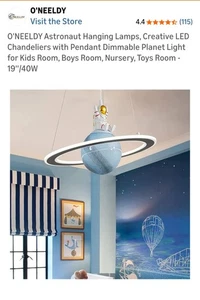 O'NEELDY Astronaut Hanging Lamps, Creative LED Chandeliers with Pendant Dimma... - Picture 1 of 6