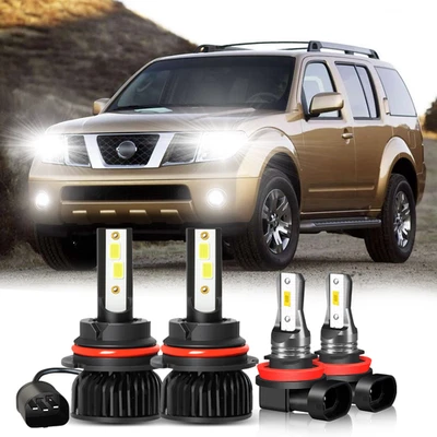 For Nissan Pathfinder 2005-2012 6000K LED Headlight Hi Lo Beam + Fog Light Bulbs - Image 1 of 4