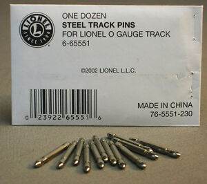 LIONEL 0 GAUGE STEEL TRAIN TRACK PINS connector section connection 6-65551 NEW
