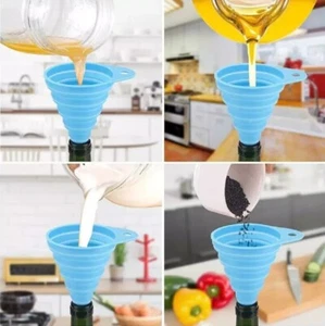 3-Piece Foldable Silicone Funnel Set - Multi-Use Kitchen Liquid Transfer Tool - Picture 1 of 9